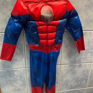 Boys small spider man costume with full head mask.